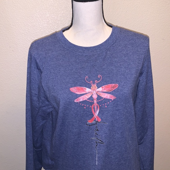 Blue dragonfly Faith pullover sweatshirt - Picture 2 of 7